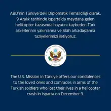 Helikopter Kazası: ABD'den Taziye Mesajı