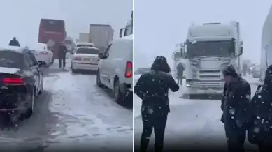 Yoğun Kar Yağışı Ankara-İstanbul Yolunu Kapatttı