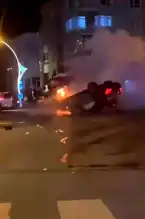 Ankara Mamak'ta Mercedes Takla Attı, Yanmaya Başladı!