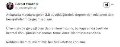 Yılmaz: Kentsel Dönüşüm Hızlanmalı! Ankara Depremi