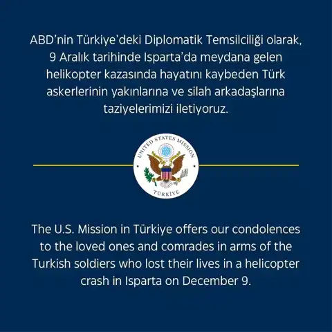 Helikopter Kazası: ABD'den Taziye Mesajı