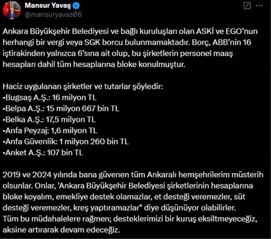 Yavaş'tan Ankara Belediyesi Borç Açıklaması